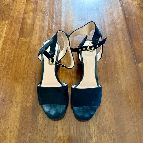 J.Crew Penny Ankle-Strap Sandals in black suede 7.5 - Picture 2 of 6